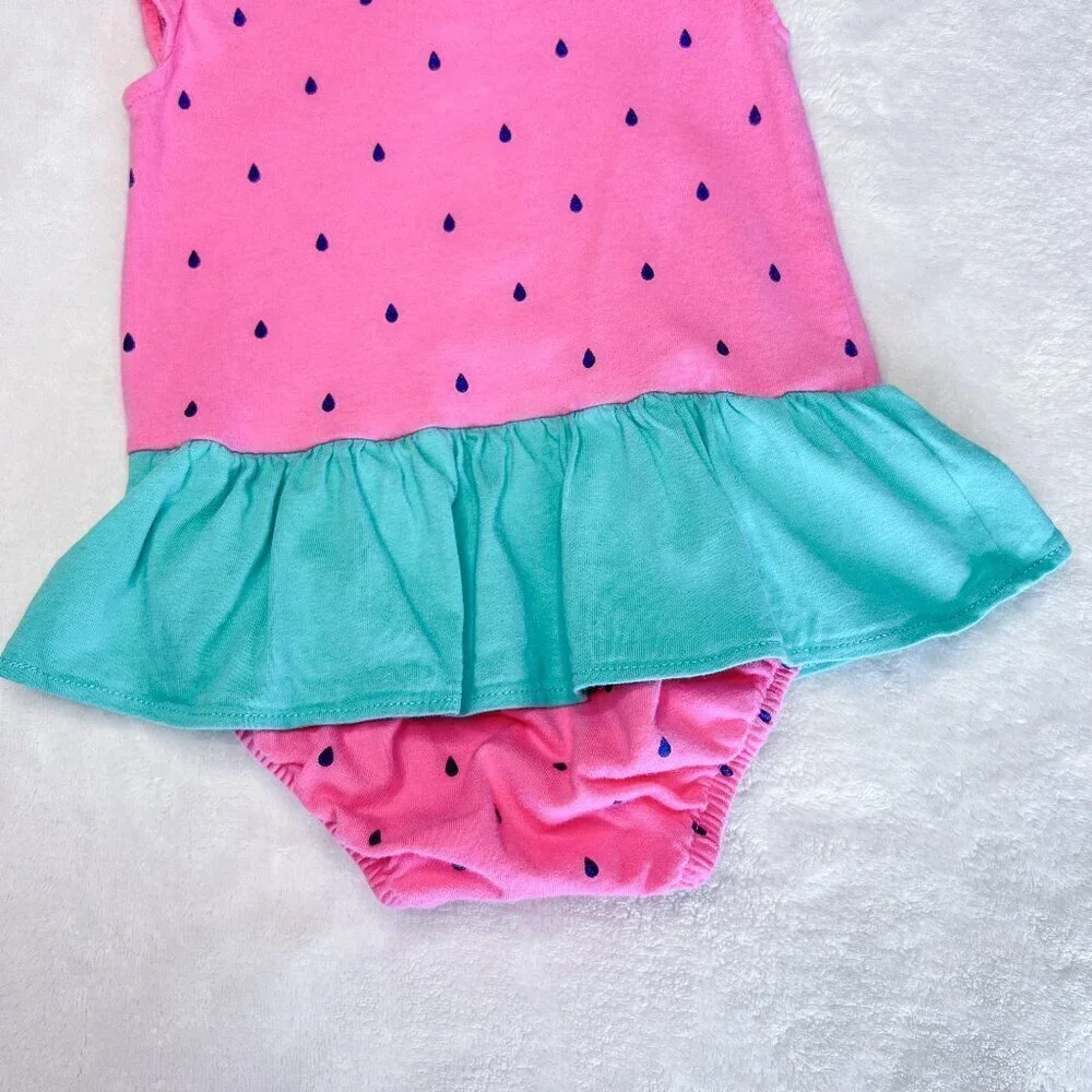 Carter's Baby Girls Bodysuit | Skirted | 12 Months | Watermelon | Pink | Cute